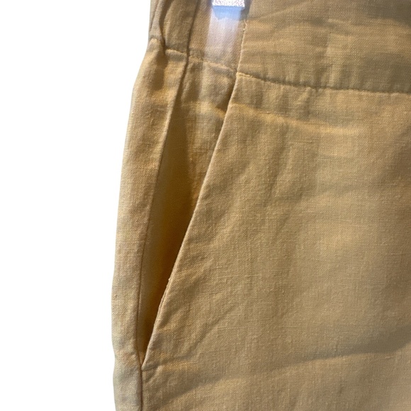 J.Jill LOVE LINEN 100% Linen Cropped Pants in Golden Sun Large Petite Yellow - Picture 9 of 11